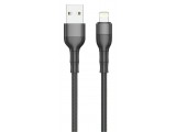 2GO USB Lade-/gegevenskabel Lightning 100cm Nylon zwart