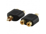 Adapter plug RCA stekker - 2x RCA kontra stekker met vergulde kontakten
