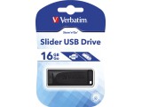 Verbatim USB 16GB, 16 GB, USB 2.0, 10 MB/s, Slide, Zwart, 2,1 cm