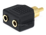 RCA Plug to 2 x 3.5mm Mono Jack Splitter Adaptor - Gold Plated