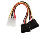 Interne stroom splitterkabel Molex mannelijk - 2x SATA 15-pins vrouwelijk 0,15 m veelkleurig