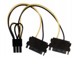 Interne stroom splitterkabel PCI Express vrouwelijk - 2x SATA 15-pins mannelijk 0,15 m veelkleurig