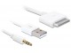 iPhone 4 Kabel Delock 30pin -> USB A +3,5mm connector wit