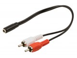 Valueline Jack stereo audio verdeelkabel 2x RCA mannelijk - 3,5 mm vrouwelijk 0,20 m zwart