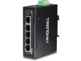 Trendnet TI-G50, IEEE 802.3u, IEEE 802.3x, IEEE 802.3, IEEE 802.3ab, Gigabit Ethernet (10/100/1000), -40 - 75 °C, 1000BASE-T, 100BASE-TX, 10BASE-T, IP30, Metaal