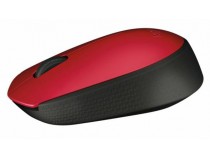 Logitech M171, RF Wireless+USB, Batterijen, Kantoor, Optisch, Ambidextrous, Zwart, Rood