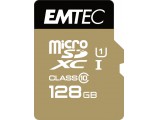 Emtec microSD Class10 Gold+ 128GB, MicroSDXC, Zwart, Goud, Class 10, SD, Blister