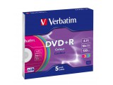 DVD+R Verbatim 4,7GB  5pcs Pack 16x SlimCase azo colour retail