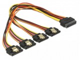 DELOCK Stroomkabel 4x 15Pin SATA -> 2x 15Pin SATA St/Bu 30cm