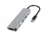 Conceptronic DONN02G 6-in-1 Multifunctional USB Hub adapte [USB 3.2 Gen 1 Type-C, HDMI, 5 Gbps, Alu]
