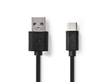 USB 2.0 | USB-A Male | USB Type-C Male | 480 Mbps | 15 W | Vernikkeld | 2.00 m