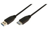 USB-A 3.0 (M) --> (F) 1.00m Verlenging LogiLink Zwart